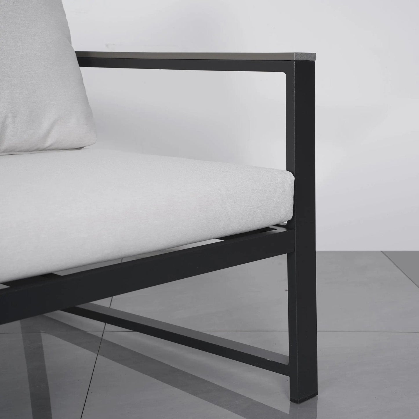 4 Piece Aluminium Outdoor Sofa Set with Glass Table Garden Furniture - House Comfort