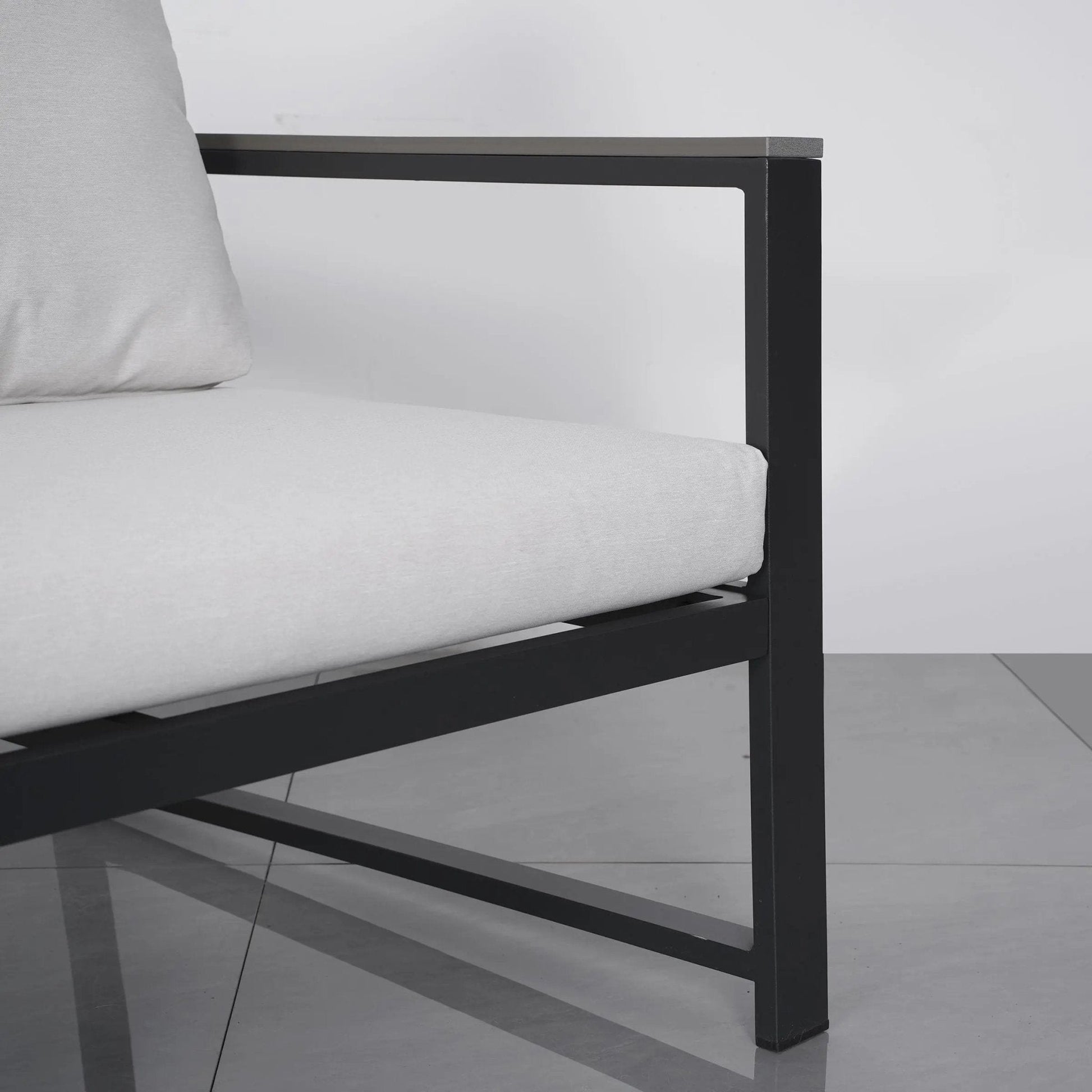 4 Piece Aluminium Outdoor Sofa Set with Glass Table Garden Furniture - House Comfort