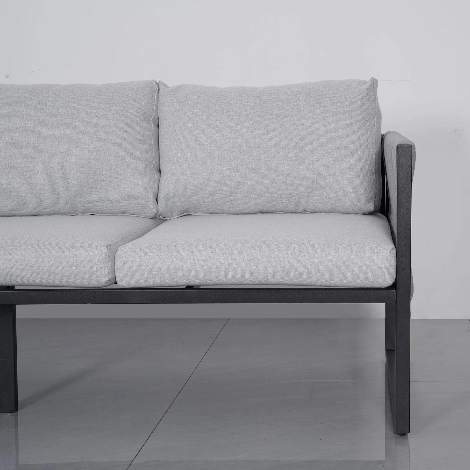 4 Piece Aluminium Outdoor Sofa Set with Glass Table Garden Furniture - House Comfort