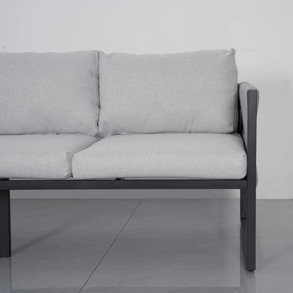 4 Piece Aluminium Outdoor Sofa Set with Glass Table Garden Furniture - House Comfort