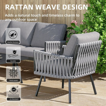 4 Piece Aluminium Outdoor Sofa Set with Glass Table Garden Furniture - House Comfort