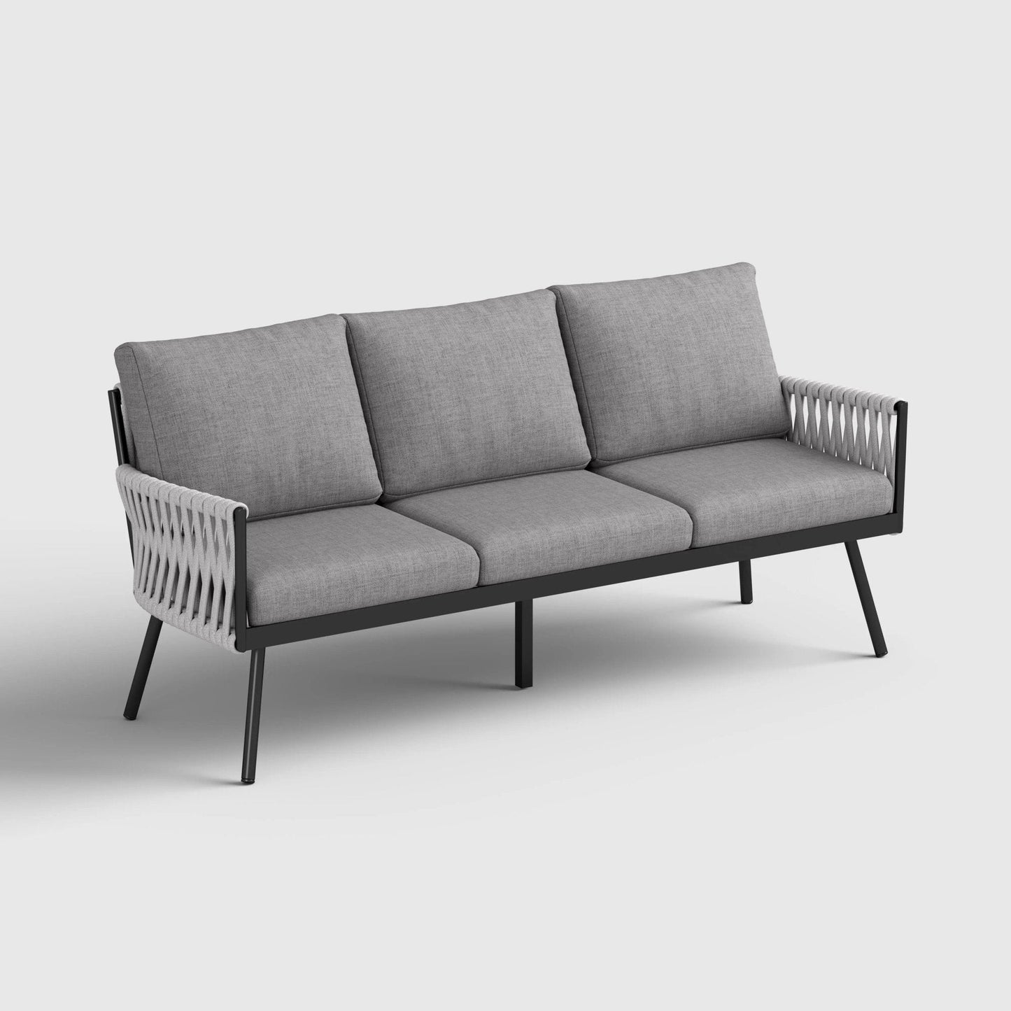 4 Piece Aluminium Outdoor Sofa Set with Glass Table Garden Furniture - House Comfort