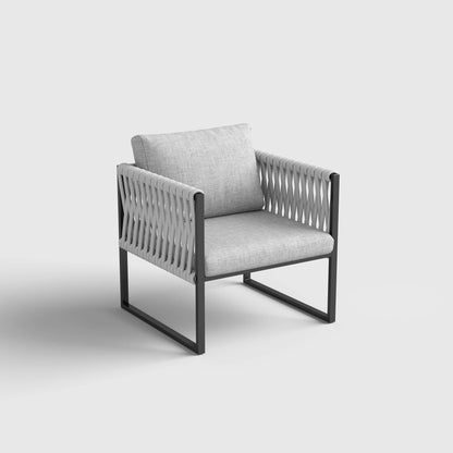 4 Piece Aluminium Outdoor Sofa Set with Glass Table Garden Furniture - House Comfort