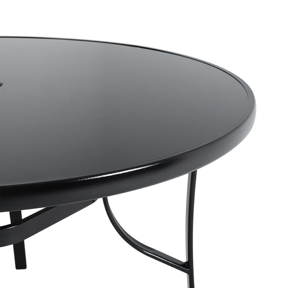 4 Seater Outdoor Round Table Garden Tempered Glass Table and Rattan Chairs - House Comfort