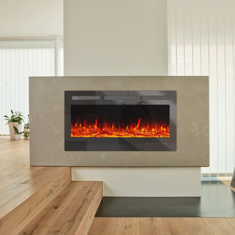 40 Inch Inset Fireplaces 5120 BTU Wall - Mounted Electric Fireplace 9 LED Flame Colours - House Comfort