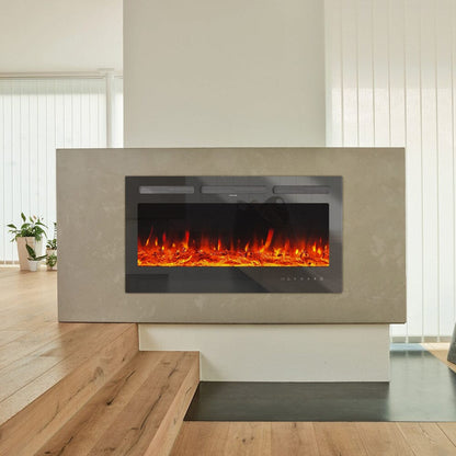 40 Inch Inset Fireplaces 5120 BTU Wall - Mounted Electric Fireplace 9 LED Flame Colours - House Comfort