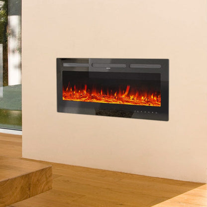 40 Inch Inset Fireplaces 5120 BTU Wall - Mounted Electric Fireplace 9 LED Flame Colours - House Comfort