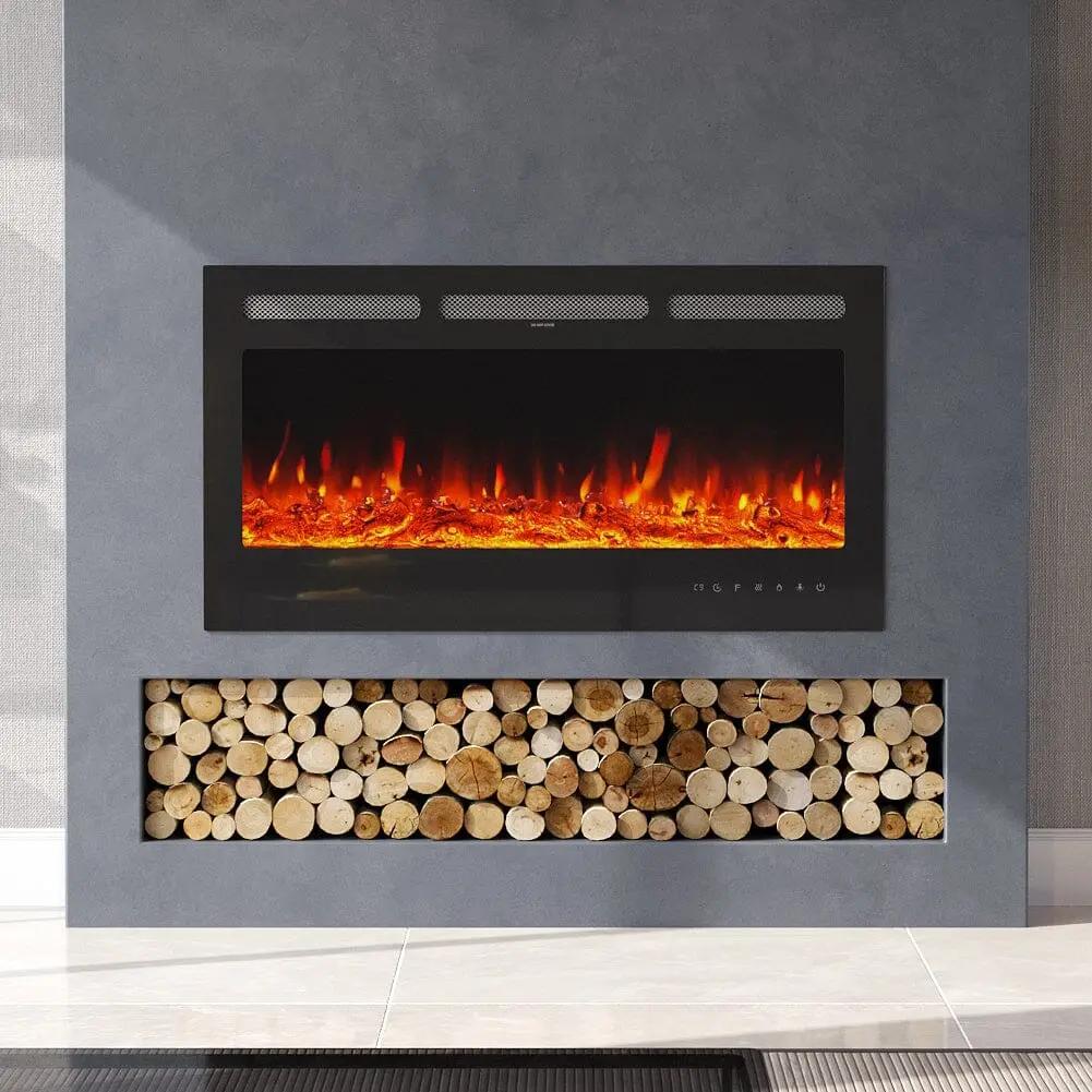 40 Inch Inset Fireplaces 5120 BTU Wall - Mounted Electric Fireplace 9 LED Flame Colours - House Comfort