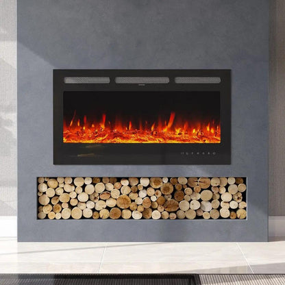 40 Inch Inset Fireplaces 5120 BTU Wall - Mounted Electric Fireplace 9 LED Flame Colours - House Comfort