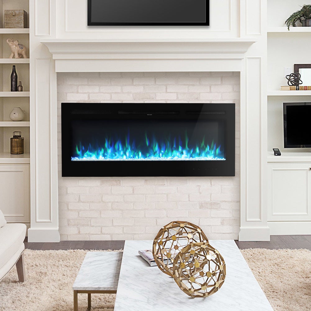 40 Inch Inset Fireplaces 5120 BTU Wall - Mounted Electric Fireplace 9 LED Flame Colours - House Comfort