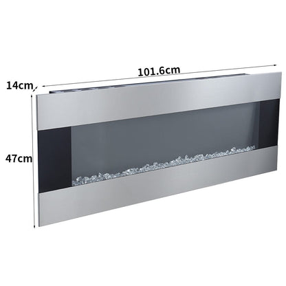 40 Inch Silver Electric Fireplace Wall Mounted Electric Fireplaces with Multi - color Flames - House Comfort