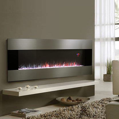 40 Inch Silver Electric Fireplace Wall Mounted Electric Fireplaces with Multi - color Flames - House Comfort