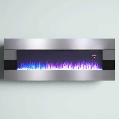 40 Inch Silver Electric Fireplace Wall Mounted Electric Fireplaces with Multi - color Flames - House Comfort