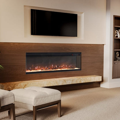 40/50/60 - Inch 3 - Sided Freestanding Electric Fireplace 12 Flame Colours and 5 Brightness Modes - House Comfort