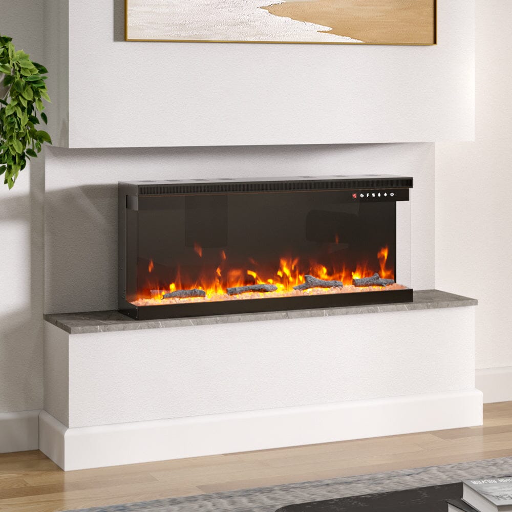 40/50/60 - Inch 3 - Sided Freestanding Electric Fireplace 12 Flame Colours and 5 Brightness Modes - House Comfort