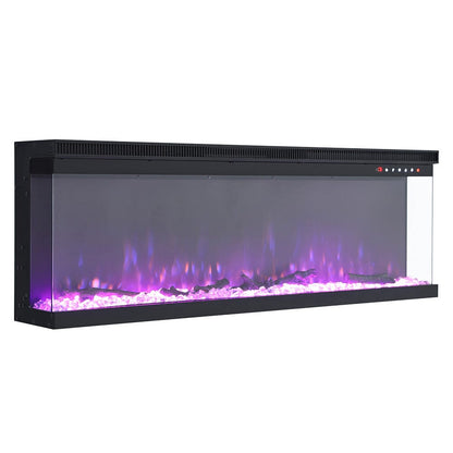 40/50/60 - Inch 3 - Sided Freestanding Electric Fireplace 12 Flame Colours and 5 Brightness Modes - House Comfort
