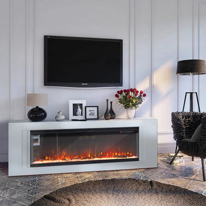 40/50/60 - Inch 3 - Sided Freestanding Electric Fireplace 12 Flame Colours and 5 Brightness Modes - House Comfort