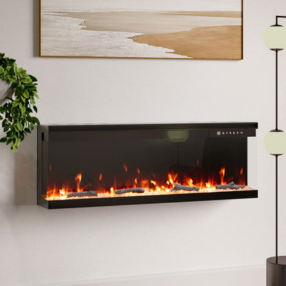 40/50/60 - Inch 3 - Sided Freestanding Electric Fireplace 12 Flame Colours and 5 Brightness Modes - House Comfort