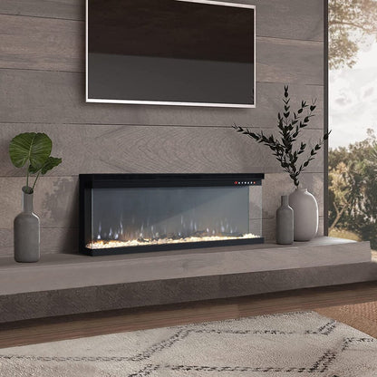 40/50/60 - Inch 3 - Sided Freestanding Electric Fireplace 12 Flame Colours and 5 Brightness Modes - House Comfort