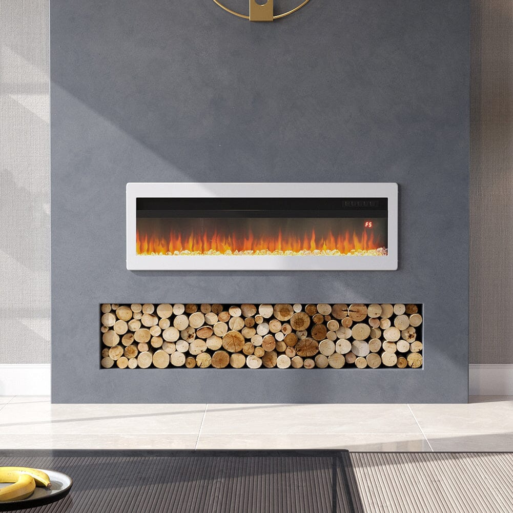 40/50/60 Inch Black/White 9 flame colour Electric Fireplace 1800W Wall Mounted Heater With Installation Kit - House Comfort