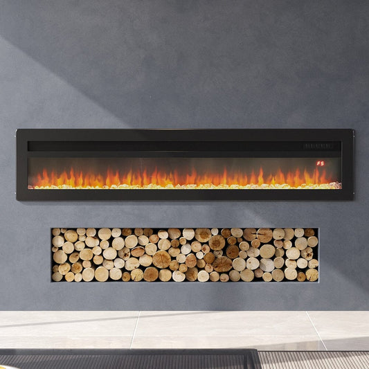40/50/60 Inch Black/White 9 flame colour Electric Fireplace 1800W Wall Mounted Heater With Installation Kit - House Comfort