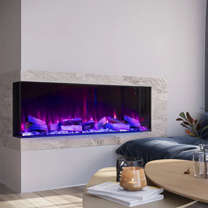 40/50/60/70 - Inch 3 - Sided Freestanding Electric Fireplace 12 Flame Colours and 5 Brightness Modes - House Comfort