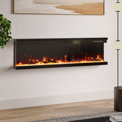 40/50/60/70 - Inch 3 - Sided Freestanding Electric Fireplace 12 Flame Colours and 5 Brightness Modes - House Comfort