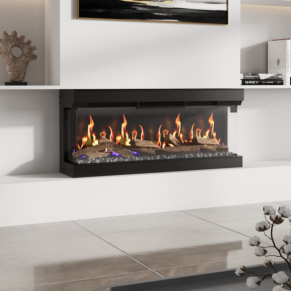 40/50/60/70 - Inch 3 - Sided Freestanding Electric Fireplace 12 Flame Colours and 5 Brightness Modes - House Comfort