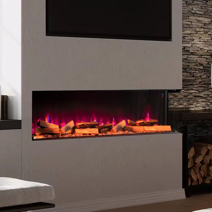 40/50/60/70 - Inch 3 - Sided Freestanding Electric Fireplace 12 Flame Colours and 5 Brightness Modes - House Comfort