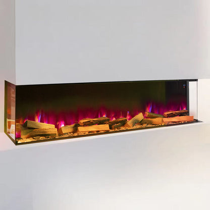 40/50/60/70 - Inch 3 - Sided Freestanding Electric Fireplace 12 Flame Colours and 5 Brightness Modes - House Comfort