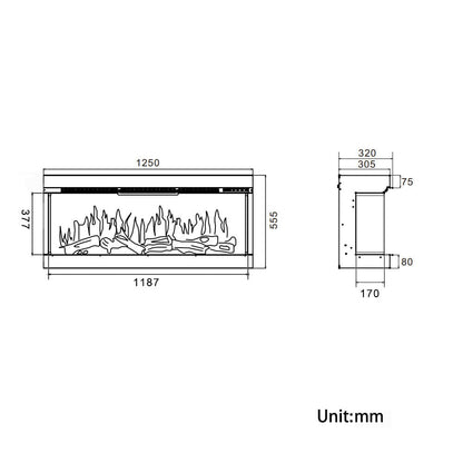 40/50/60/70 - Inch 3 - Sided Freestanding Electric Fireplace 12 Flame Colours and 5 Brightness Modes - House Comfort