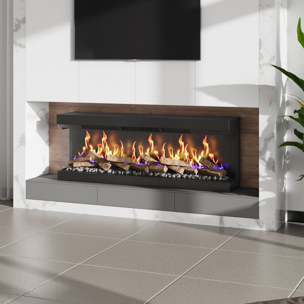 40/50/60/70 - Inch 3 - Sided Freestanding Electric Fireplace 12 Flame Colours and 5 Brightness Modes - House Comfort