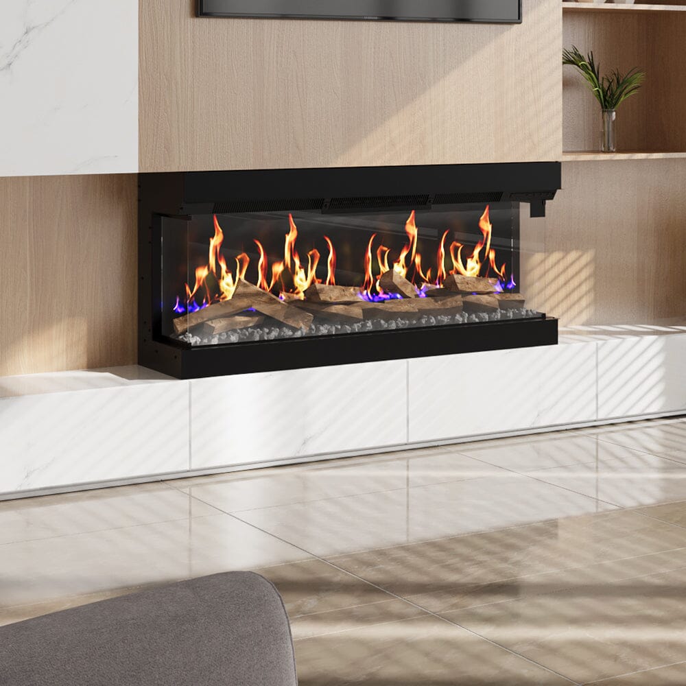 40/50/60/70 - Inch 3 - Sided Freestanding Electric Fireplace 12 Flame Colours and 5 Brightness Modes - House Comfort