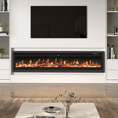 40/50/60/70/80 Inch Electric Fireplace 9 Colour LED Flame Effect Heater With Remote Control - House Comfort