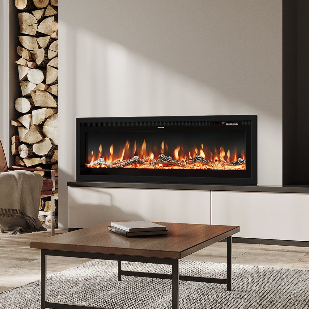 40/50/60/70/80 Inch Electric Fireplace 9 Colour LED Flame Effect Heater With Remote Control - House Comfort
