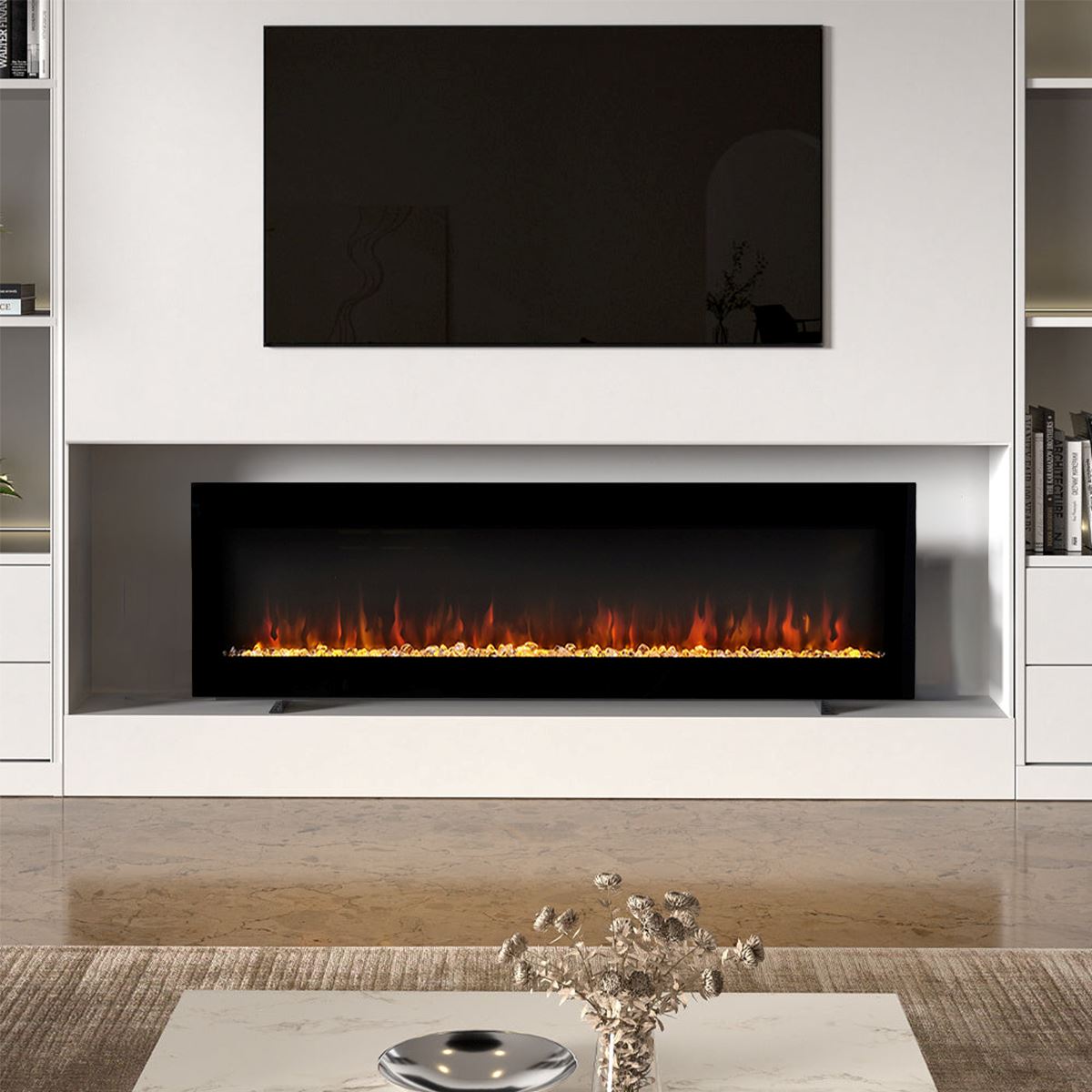 40/50/60/70/80 Inch Electric Fireplace 9 Colour LED Flame Effect Heater With Remote Control - House Comfort
