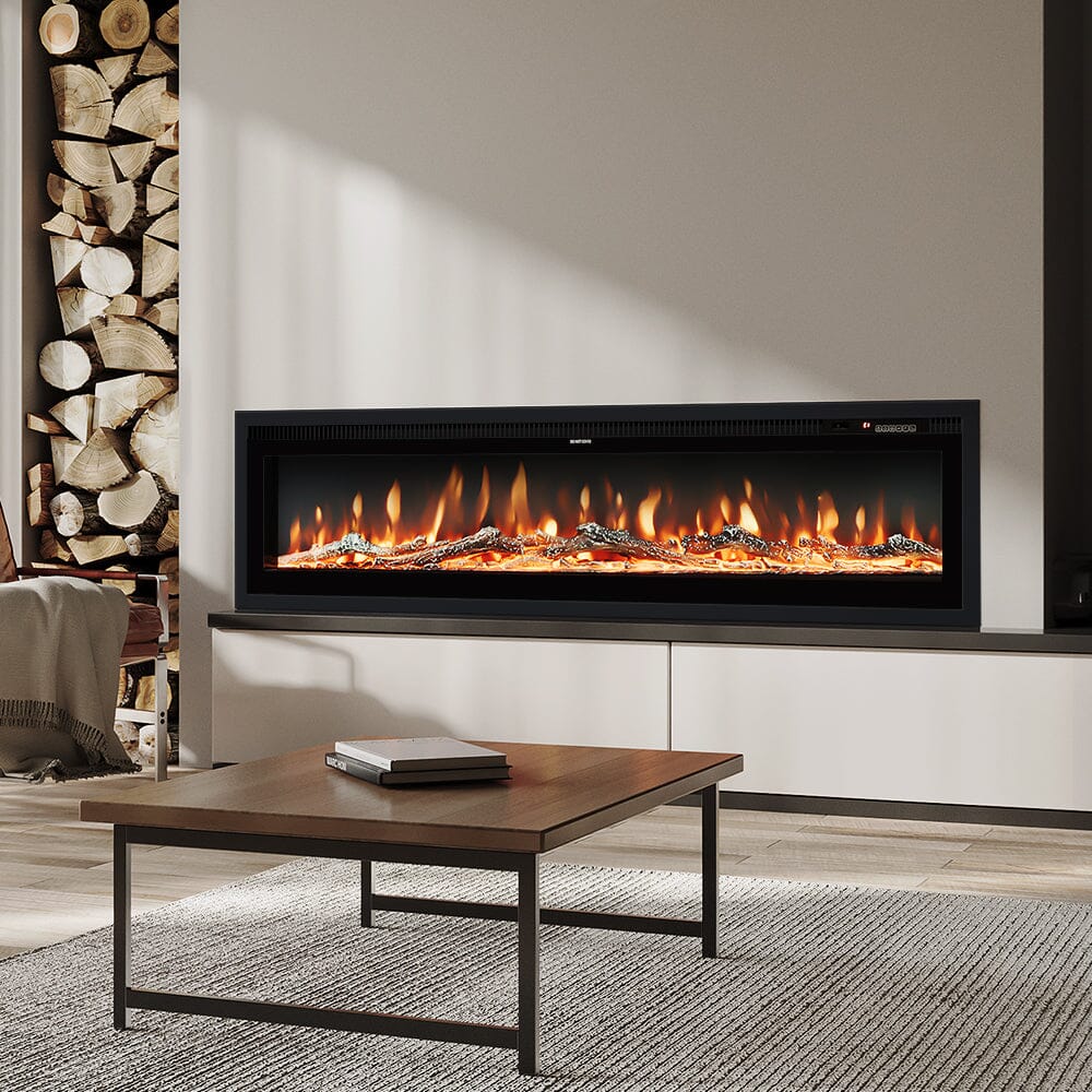 40/50/60/70/80 Inch Electric Fireplace 9 Colour LED Flame Effect Heater With Remote Control - House Comfort