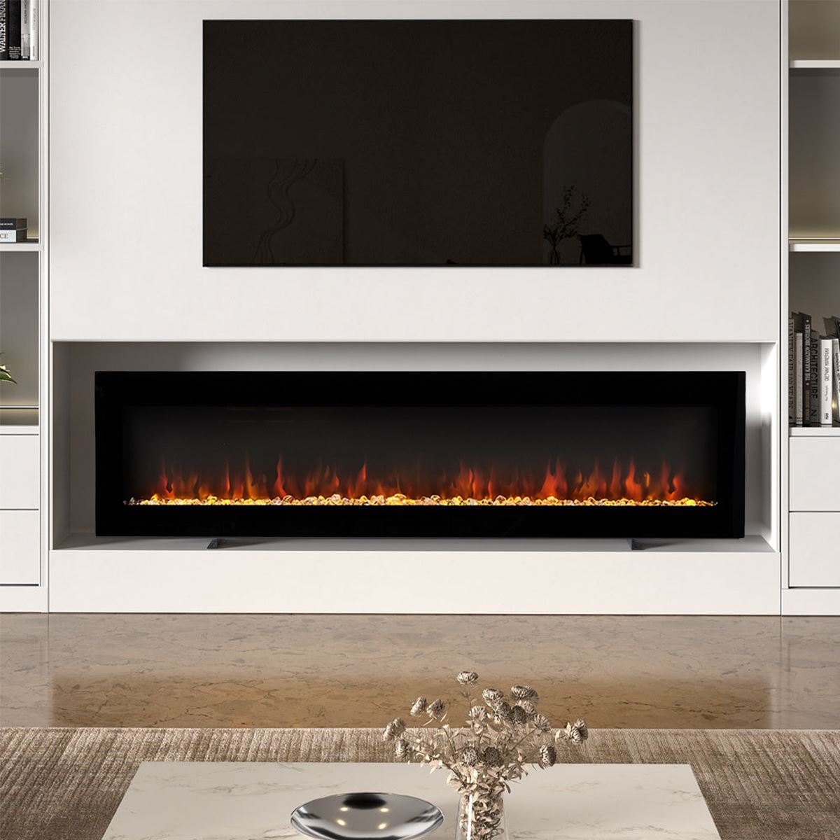 40/50/60/70/80 Inch Electric Fireplace 9 Colour LED Flame Effect Heater With Remote Control - House Comfort