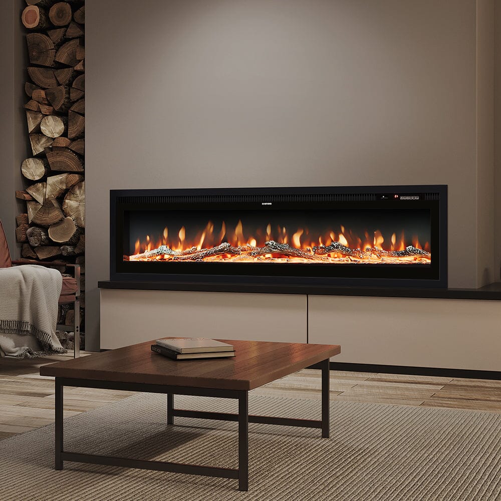 40/50/60/70/80 Inch Electric Fireplace 9 Colour LED Flame Effect Heater With Remote Control - House Comfort