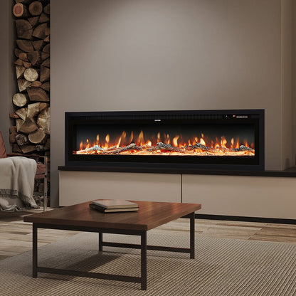 40/50/60/70/80 Inch Electric Fireplace 9 Colour LED Flame Effect Heater With Remote Control - House Comfort