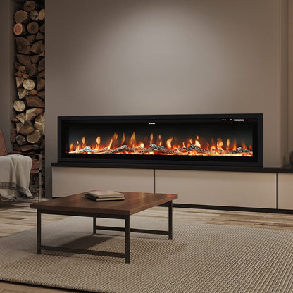 40/50/60/70/80 Inch Electric Fireplace 9 Colour LED Flame Effect Heater With Remote Control - House Comfort