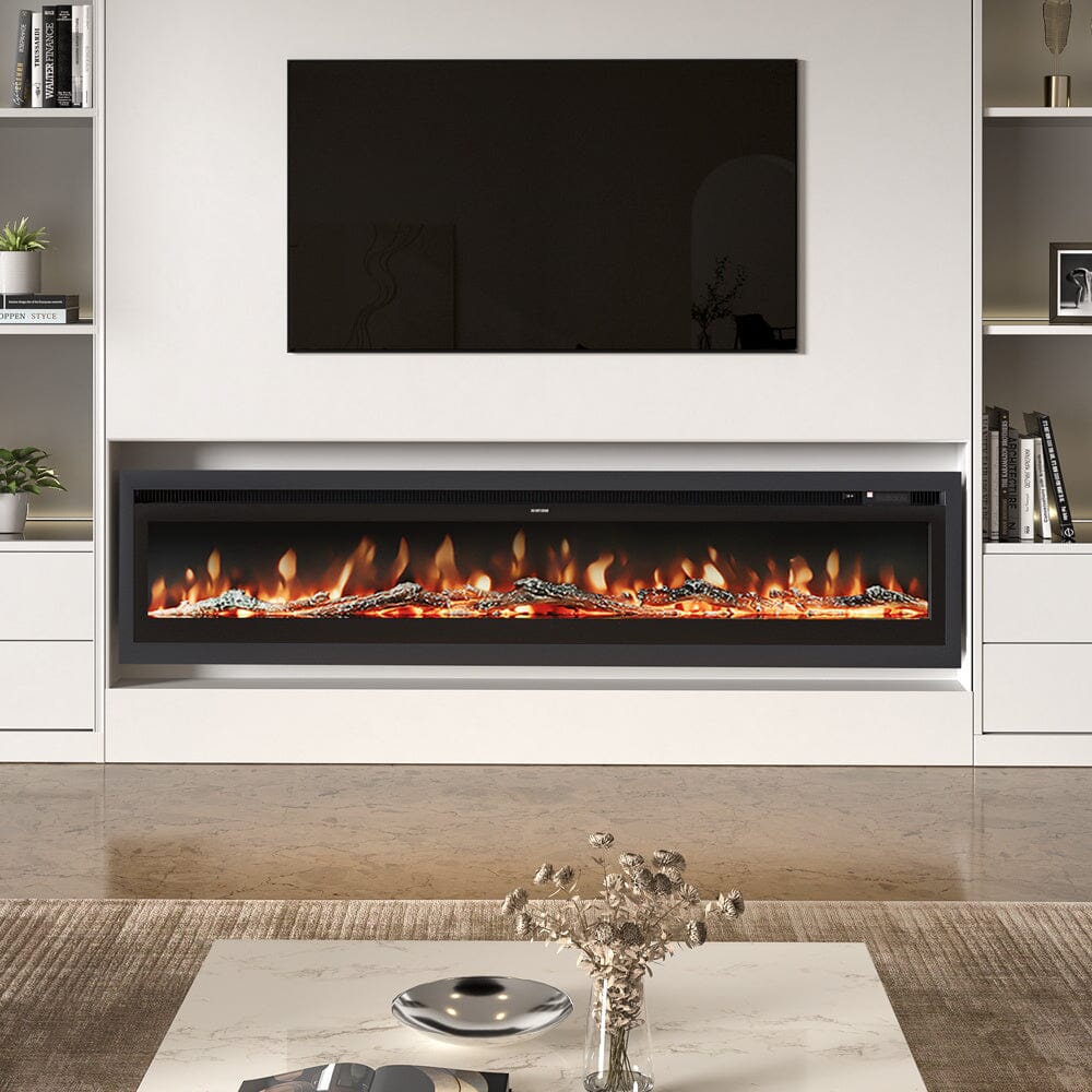 40/50/60/70/80 Inch Electric Fireplace 9 Colour LED Flame Effect Heater With Remote Control - House Comfort