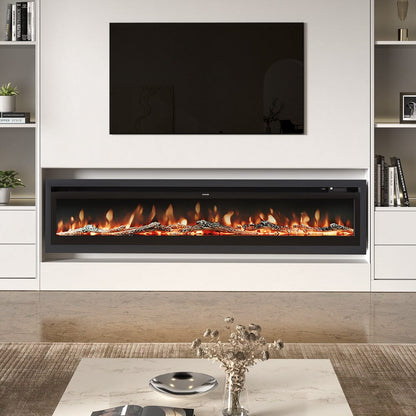 40/50/60/70/80 Inch Electric Fireplace 9 Colour LED Flame Effect Heater With Remote Control - House Comfort