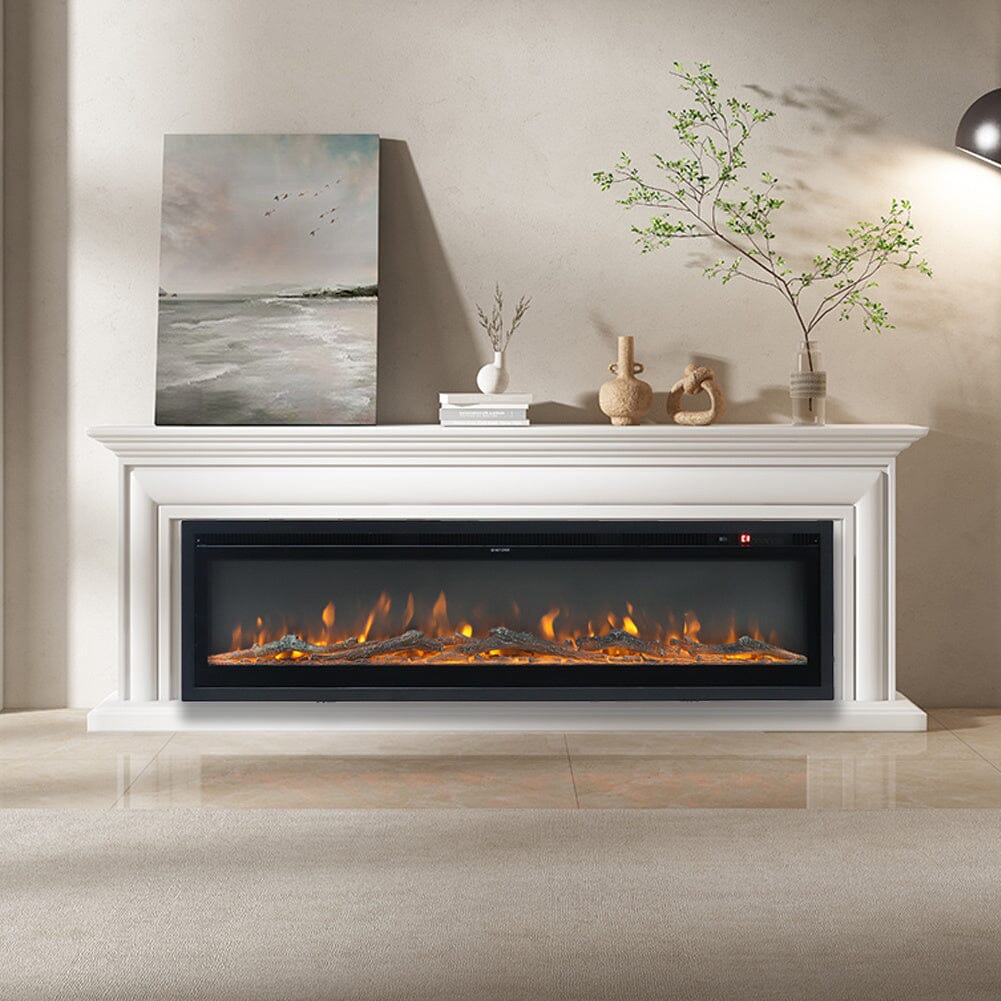 40/50/60/70/80 Inch Electric Fireplace 9 Colour LED Flame Effect Heater With Remote Control - House Comfort