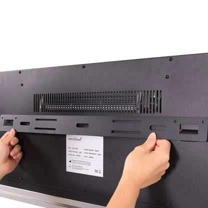 40/50/60inch Black Wall Mounted & Recessed Electric Fireplace with Adjustable Flame & Brightness - House Comfort