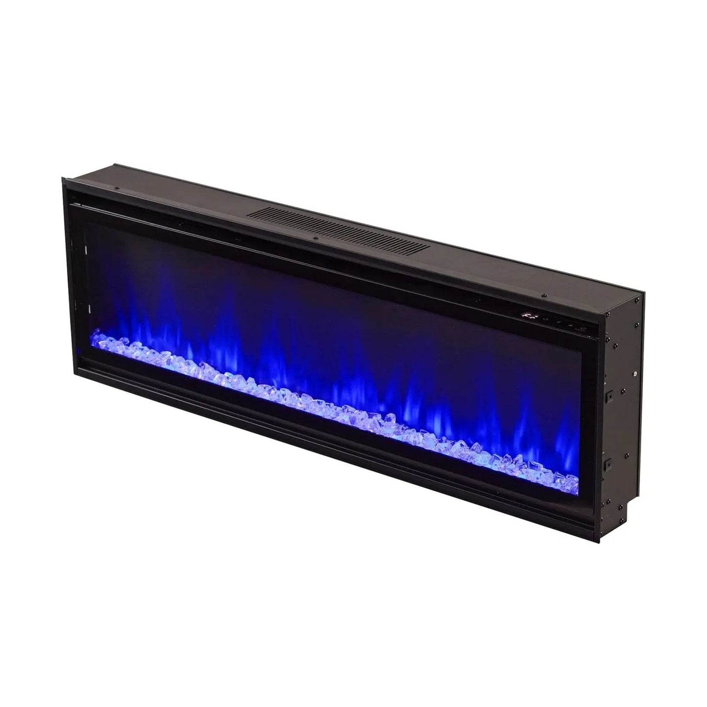 40/50/60inch Black Wall Mounted & Recessed Electric Fireplace with Adjustable Flame & Brightness - House Comfort