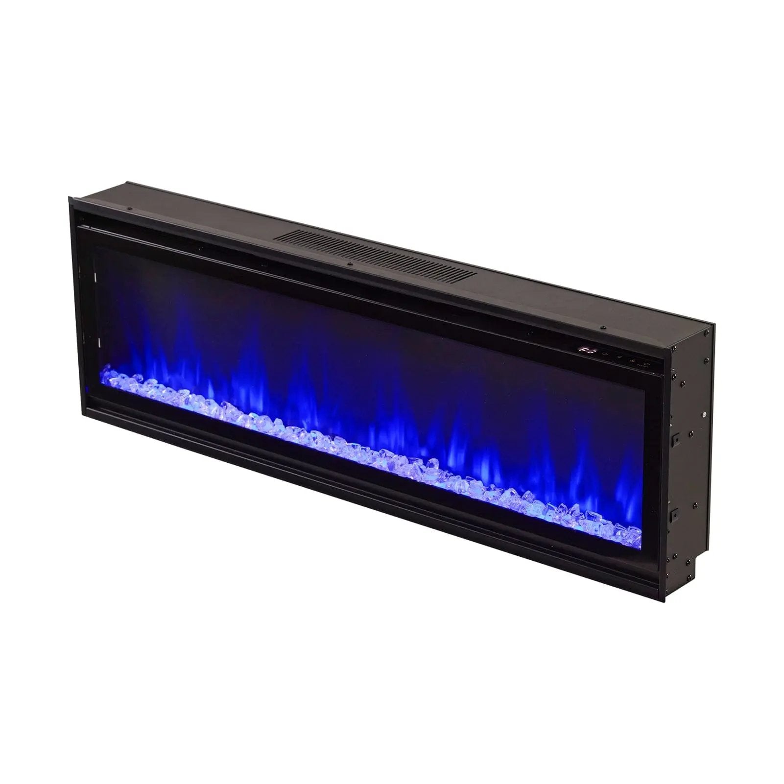 40/50/60inch Black Wall Mounted & Recessed Electric Fireplace with Adjustable Flame & Brightness - House Comfort