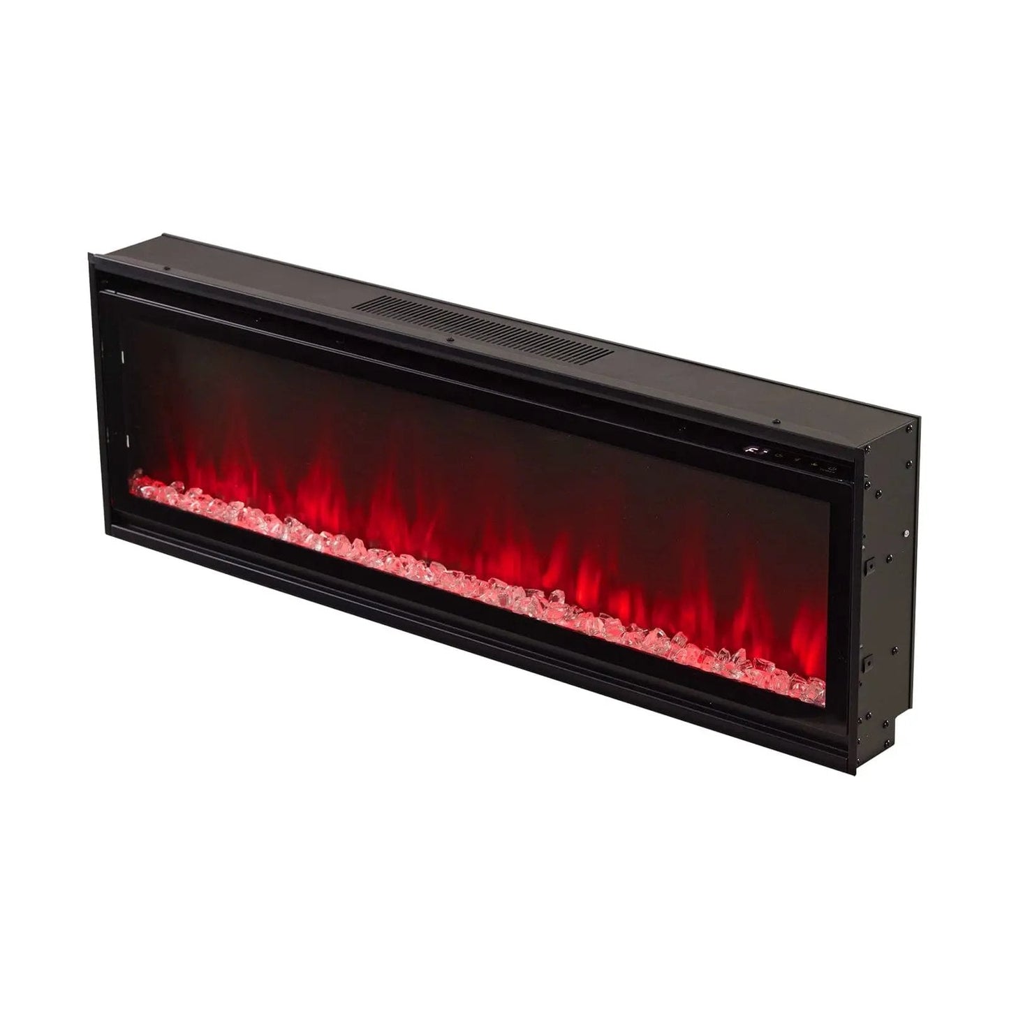 40/50/60inch Black Wall Mounted & Recessed Electric Fireplace with Adjustable Flame & Brightness - House Comfort