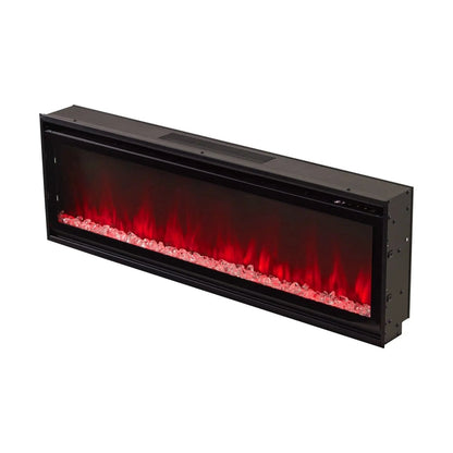 40/50/60inch Black Wall Mounted & Recessed Electric Fireplace with Adjustable Flame & Brightness - House Comfort