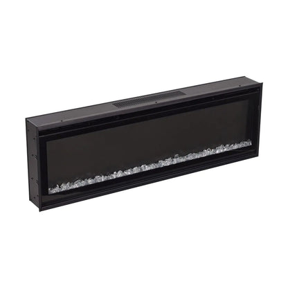 40/50/60inch Black Wall Mounted & Recessed Electric Fireplace with Adjustable Flame & Brightness - House Comfort